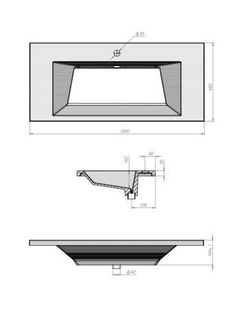 Раковина из искусственного камня Uperwood Olivia ROlivia100wg 100х50 полувстраиваемая цвет белый