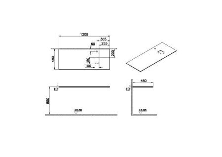 Столешница Vitra Origin 65731 120х50 накладная цвет белый