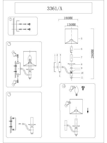 Бра Newport 3360 3361/A brass - фото 3