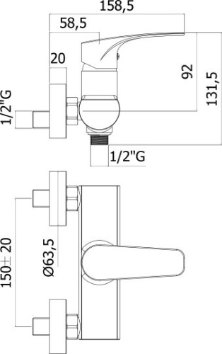 Смеситель для душа Paffoni Lime LM168CR настенный хром - фото 2