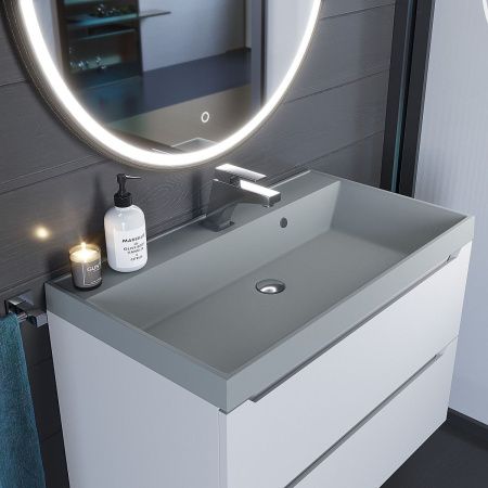 Раковина из искусственного камня Uperwood Classic Quartz 291030025 80х50 полувстраиваемая цвет серый