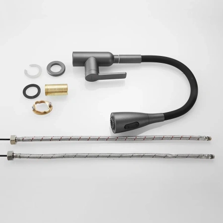 Смеситель для кухни Shevanik S843T-3 на мойку черный/оружейная сталь