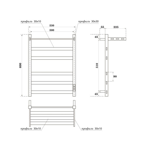 Полотенцесушитель Point Меркурий PN83856PGR электрический графит - фото 2
