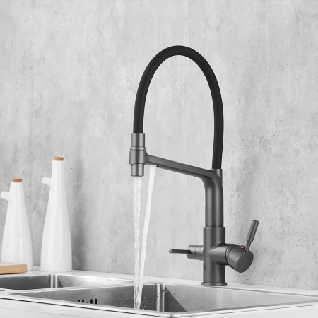 Смеситель для кухни Rose R658Y на мойку оружейная сталь