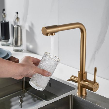 Смеситель для кухни Shevanik S328G на мойку золото