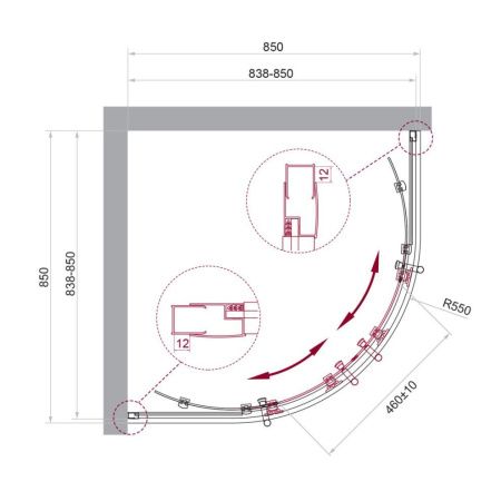 Душевой уголок BelBagno UNO-195 UNO-195-R-2-85-C-Cr 85х85 стекло прозрачное профиль хром без поддона