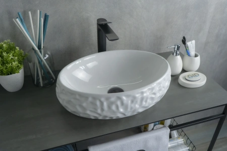 Раковина керамическая Gid Lago 51187 50х30 накладная цвет белый без отверстий под смеситель