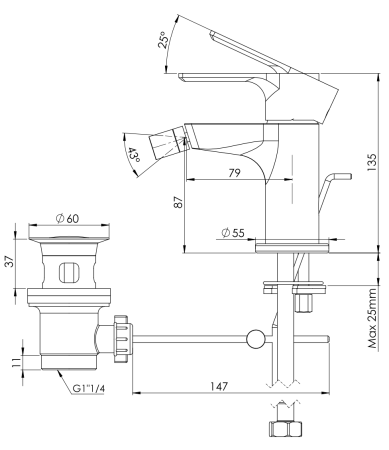 Смеситель Mariani Kali A37493KL12 на биде белый