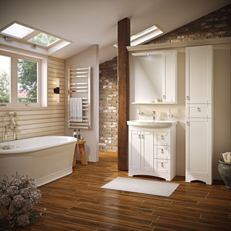 Шкаф-пенал RUNO МЕРИДА 00-00000965 35х31х176 напольный цвет белый