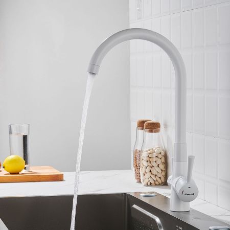Смеситель для кухни Shevanik S428C на мойку белый