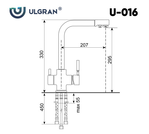 Смеситель для кухни Ulgran Classic U-016-344 на раковину черный без термостата - фото 2