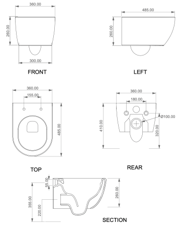 Чаша унитаза подвесная GSG Ceramic Design Like LKWCSOXXS000 цвет белый без сиденья безободковая каскадный смыв