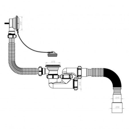 Слив-перелив для ванны Niagara V255-TL
