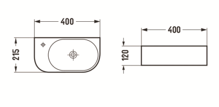 Раковина из сантехнического фаянса CeramaLux 78204RB 40х20 подвесная цвет черный 1 отверстие под смеситель