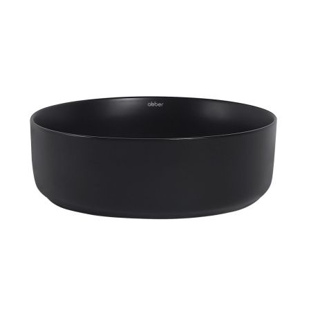 Раковина из сантехнического фаянса Abber BEQUEM AC2108MB 40х40 накладная цвет черный без отверстий под смеситель