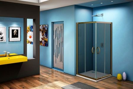 Душевой уголок Good Door JAZZE ДЖ00041 100х100 стекло тонированное профиль бронза без поддона