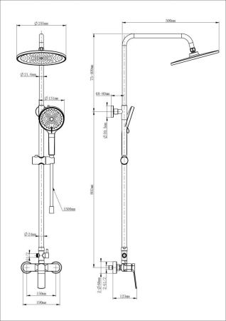 Душевая стойка Wonzon & Woghand WW-B3200-BG настенная цвет золото