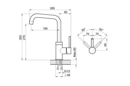 Смеситель для кухни Granula 0041, АНТИК на мойку бронза