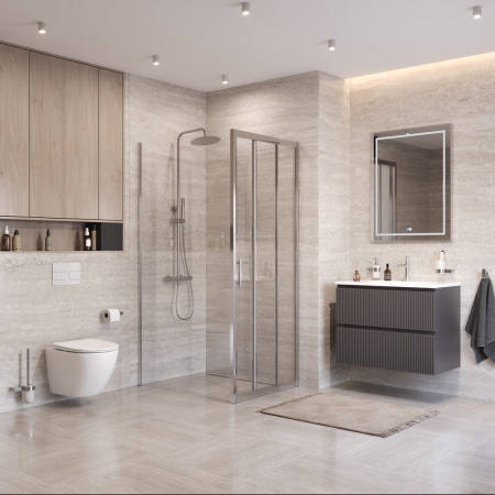 Душевой уголок BelBagno UNO-195 UNO-195-AHF-31-80/100-C-Cr 100х80 стекло прозрачное профиль хром без поддона