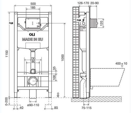 Инсталляция для подвесного унитаза Oli OLI 120 880780/152972