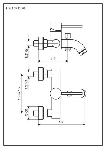 Смеситель Emmevi Piper 45001/NEO настенный черный - фото 2
