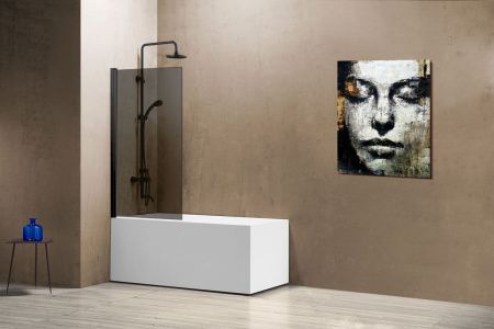 Душевая шторка на ванну Vincea VSB VSB-11800CGB 80х140 стекло тонированное профиль черный ориентация универсальная
