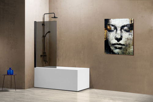Душевая шторка на ванну Vincea VSB VSB-11800CGB 80х140 стекло тонированное профиль черный - фото 2
