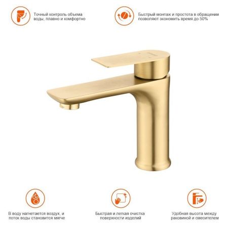 Смеситель ProHanss P35.10.03 на раковину золото