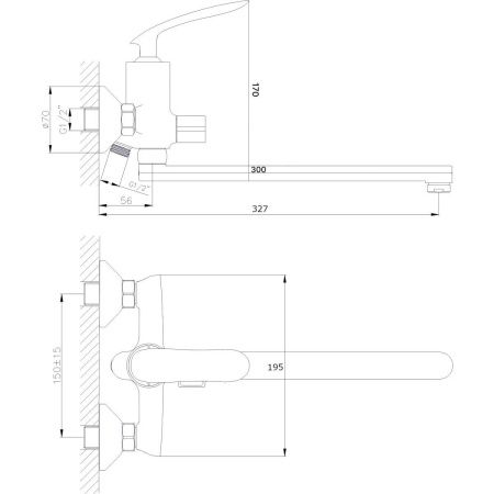 Смеситель для ванны Rush Island IS6535-51 настенный хром