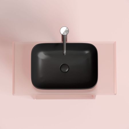 Раковина из сантехнического фарфора Ceramica Nova ELEMENT CN6055MB 50х40 накладная цвет черный без отверстий под смеситель