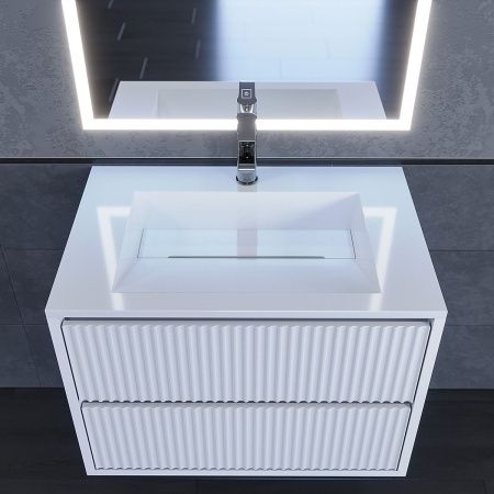 Раковина из искусственного камня Uperwood Next Premium 2900000091 70х50 полувстраиваемая цвет белый