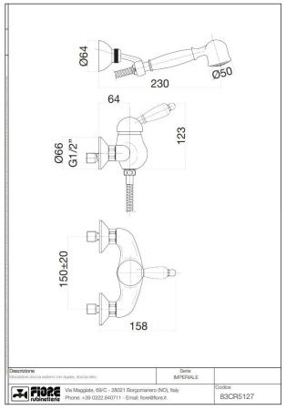 Смеситель Fiore Imperiale 83OO5127 настенный золото