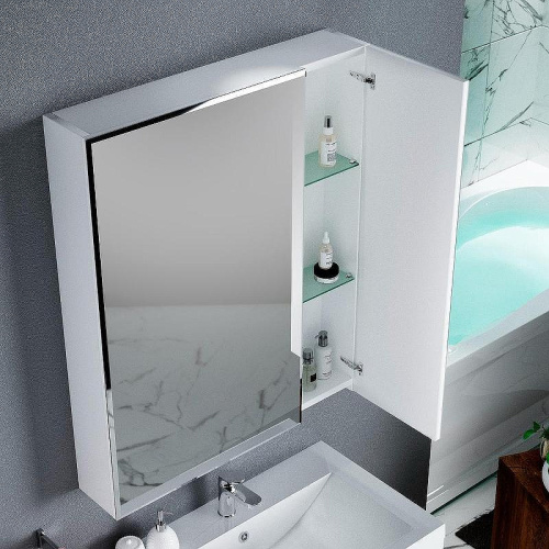 Зеркало-шкаф 1MarKa Соната У29559 75х14х80 подвесной цвет белый - фото 5 Зеркало-шкаф 1MarKa Соната У29559 75х14х80 подвесной цвет белый - фото 5