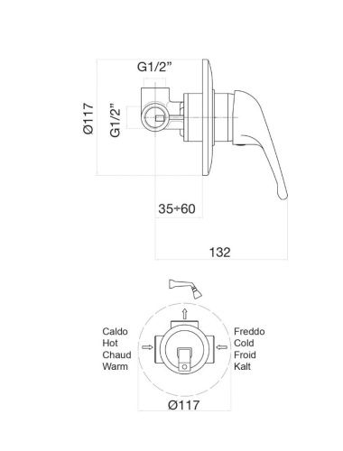 Смеситель для ванны и душа Fiore 39CR1300 встраиваемый в стену хром - фото 3