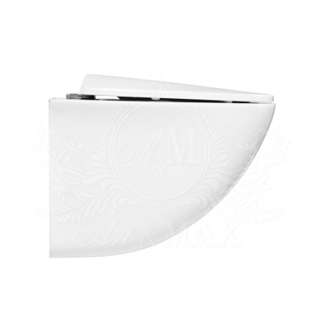 Унитаз подвесной Art&Max PESCSRA AM016CHR белый с сиденьем микролифт безободковый каскадный смыв