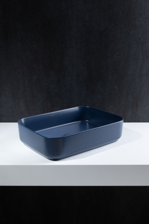 Раковина керамическая Allen Brau Fantasy 4.11021.ID 50х36 накладная цвет синий без отверстий под смеситель