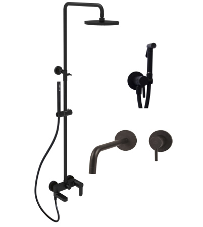 Душевая стойка Paffoni Light KITZCOL632NO006 настенная цвет черный матовый