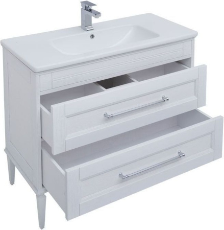 Раковина из литьевого мрамора Aquanet Бостон НФ-00017536 101х47 полувстраиваемая цвет белый 1 отверстие под смеситель