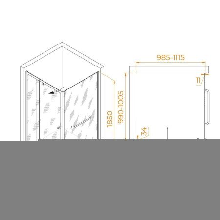 Душевой уголок RGW Passage 410832100-011 100х100 стекло прозрачное профиль хром без поддона