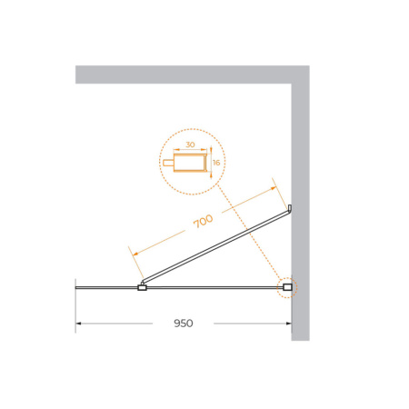Душевая перегородка Cezares LIBERTA LIBERTA-L-1-TB-95-C-NERO 95х195 стекло прозрачное профиль черный