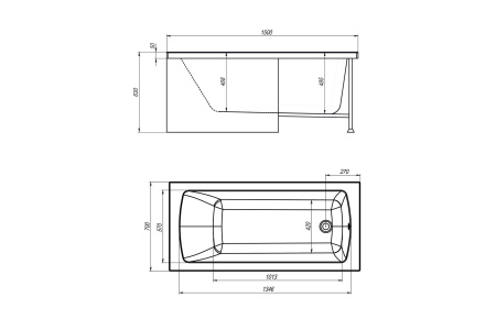 Ванна акриловая Royal Bath Vienna RB953501 150х70 пристенная прямоугольная