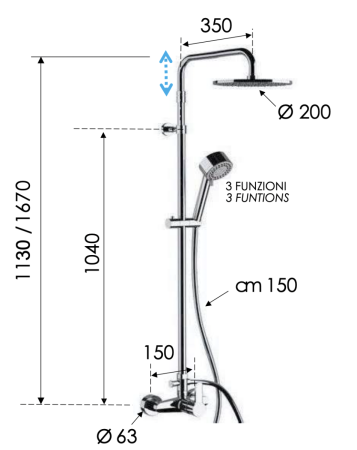 Душевая стойка Remer Winner W37AMD20 настенная