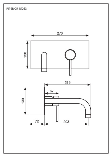 Смесители Emmevi Piper 45053/CR встраиваемый в стену хром - фото 2