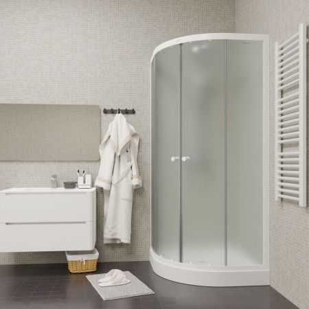 Душевой уголок Parly ZF81 80х80 стекло матовое профиль белый с поддоном