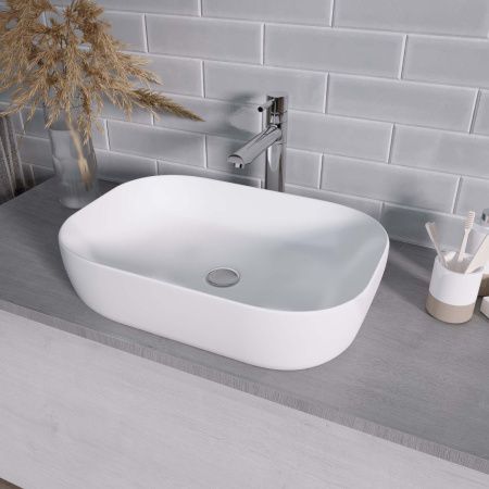 Раковина из сантехнического фаянса Grossman GR-3049 60х40 накладная цвет белый без отверстий под смеситель