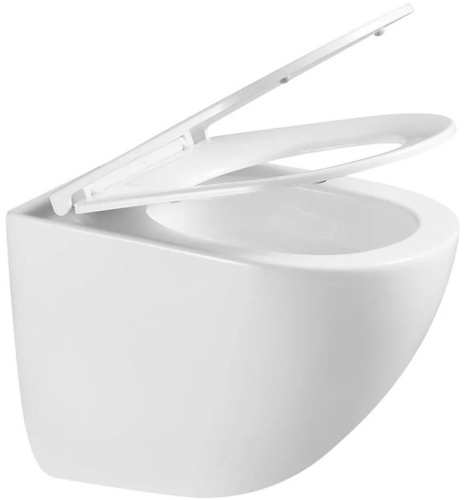 Унитаз подвесной Sintesi SIN-TS-ELL-153 белый матовый безободковый с сиденьем микролифт смыв торнадо - фото 2