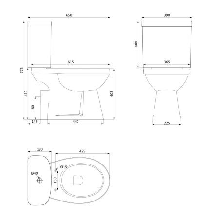 Унитаз напольный с бачком Creo Сeramique PROJECT COMBO-PR1002 белый с сиденьем с микролифт душевой смыв