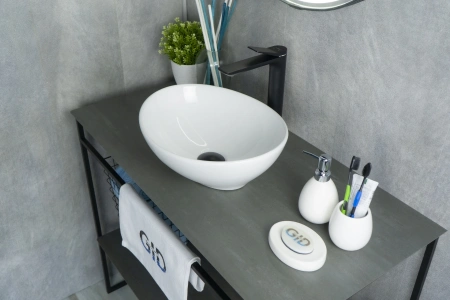 Раковина керамическая Gid Lago 51178 40х30 накладная цвет белый без отверстий под смеситель