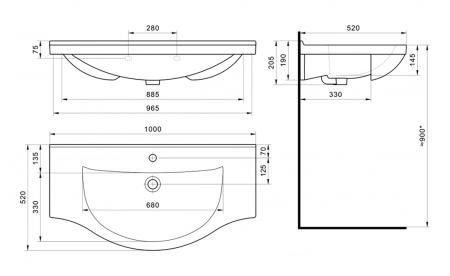 Раковина мебельная керамическая Santek Эльбрус 100 1.WH11.0.255 100х50 накладная цвет белый 1 отверстие под смеситель