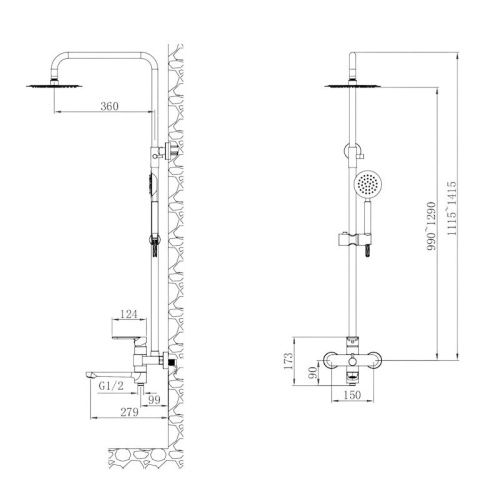 Душевая стойка Esko ST250OL настенная цвет сатин - фото 3